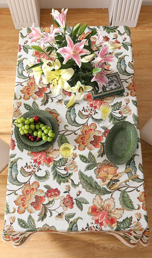 patdrea Designer Vintage Linen Square Tablecloth, Provencal Rustic Floral - Image 9