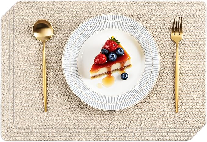 POLYTE Indoor/Outdoor Washable Woven Vinyl Table Dining Placemats by Polyte