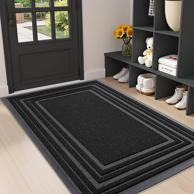 Buganda Front Door Mat Indoor Outdoor Entrance, Non-Slip Natural Rubber Doormats by Buganda