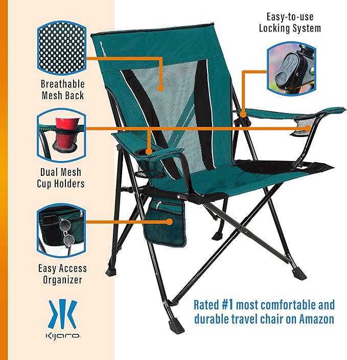 Camping Chair, XX-Large Folding Chair with Ripstop Polyester, Cayman Blue