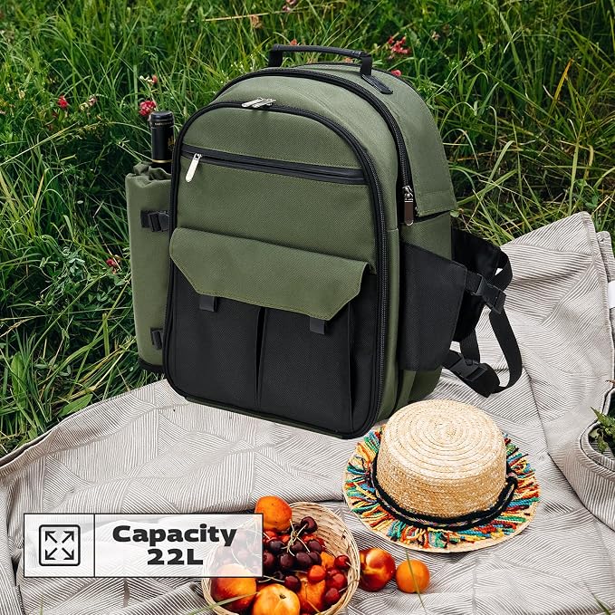 22L Insulated Picnic Basket Leak Proof Picnic Backpack - Image 7