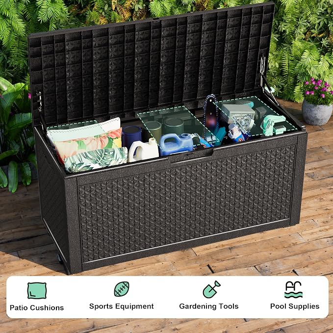 New 100 Gallon Outdoor Storage Box, Resin Deck Boxes Waterproof, Indoor Outdoor - Image 6
