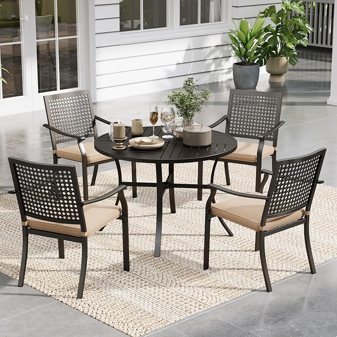 Sophia & William Round Patio Table and Chairs Set, Outdoor Dining Set by SophiaWilliam
