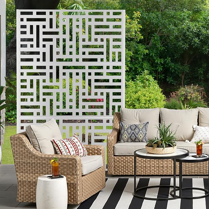 Metal Privacy Screen for Outdoor & Indoor Use, Free Standing Privacy Screen for - Image 7