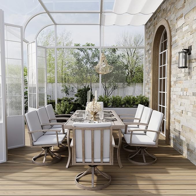 HAPPATIO Aluminum 9 Piece Patio Dining Set, Outdoor Swivel Dining Chairs and - Image 2