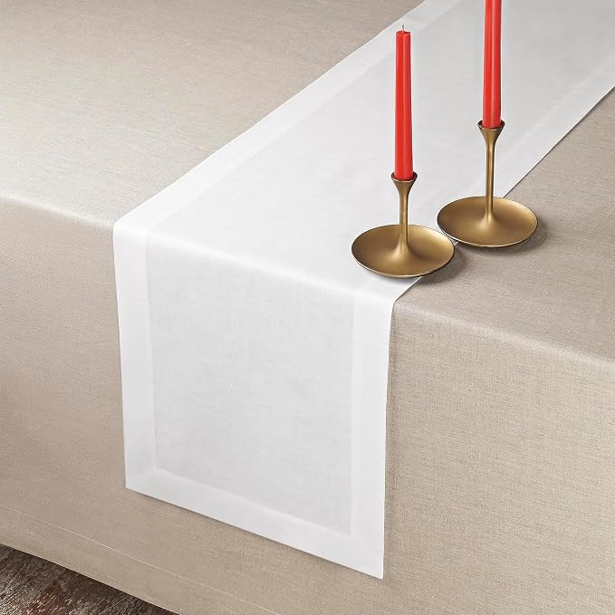 D'Moksha Homes Linen White Table Runner 72 Inches Long - Image 3