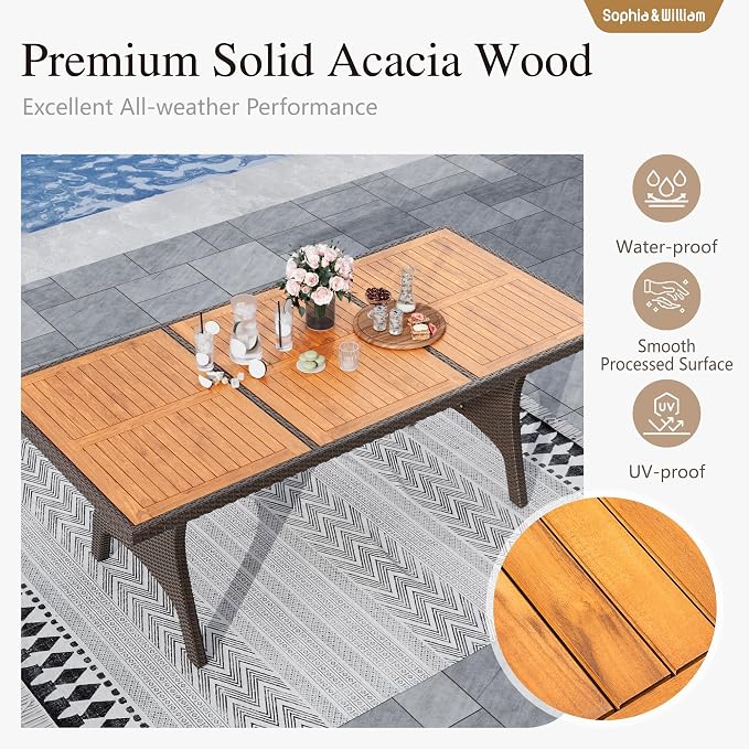 Sophia & William 9 Piece Patio Dining Set, Patio Table and Chairs Set Outdoor - Image 3