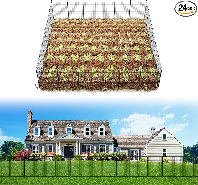 FXW Decorative Garden Fence for Yard - 32in x 47.1ft 24 Panels - Metal Fencing by FXW