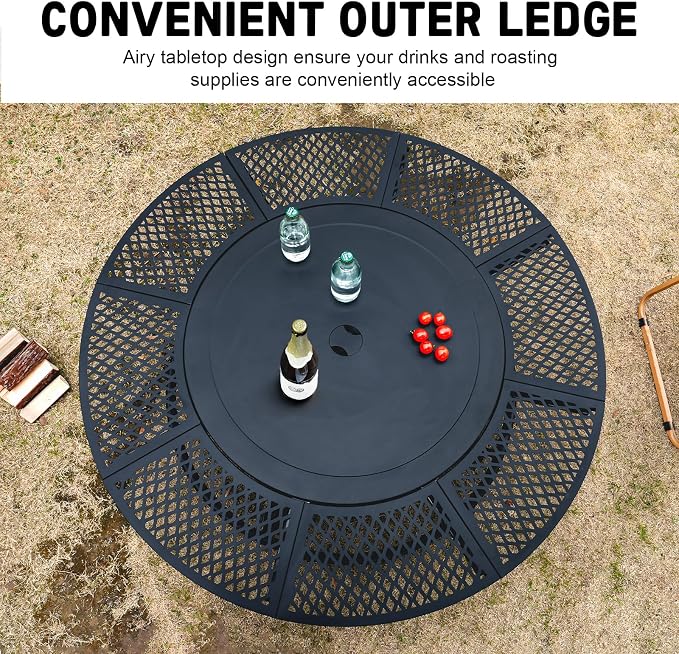 47 Inch Fire Pit with 2 Grills, Outdoor Extra Large Firepits - Image 8