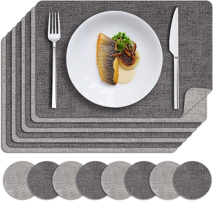 MOSAYT Placemats Set of 8, Heat Resistant Vinyl Place Mats by MOSAYT