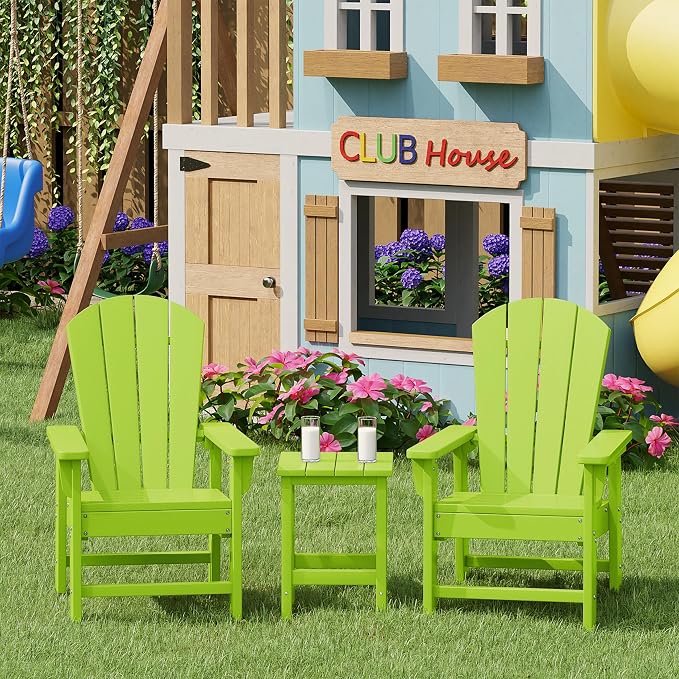 Costaelm Kids Outdoor Side Table, Small Patio HDPE Adirondack Square Table - Image 4