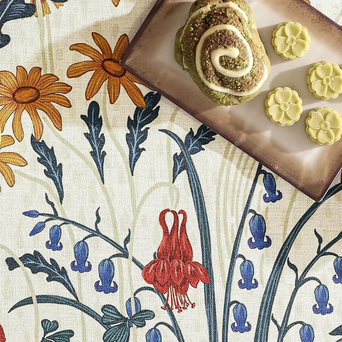 French Vintage Small Round Tablecloth, Linen Tablecloth - Image 9