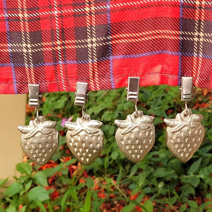 TwoFish Home Set of 4 Metallic Strawberry Tablecloth Clamps Metallic Strawberry - Image 6