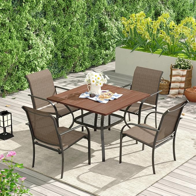 VICLLAX Patio Dining Table for 4 Square Metal Outdoor Table - Image 7