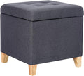 Homebeez Tufted Grainy Linen Fabric Storage Ottoman Square Cube Foot Rest Stool by Homebeez