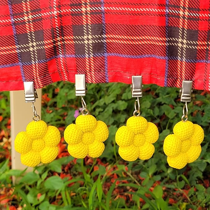 TwoFish Home Set of 4 Yellow Sunflower Resin Tablecloth Weights Clips Yellow by TwoFishHomeFashionLLC