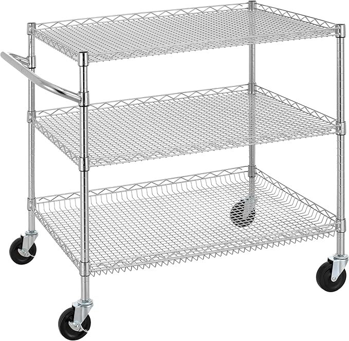 Finnhomy 3 Tier Heavy Duty Commercial Grade Utility Cart, Wire Rolling Cart by Finnhomy