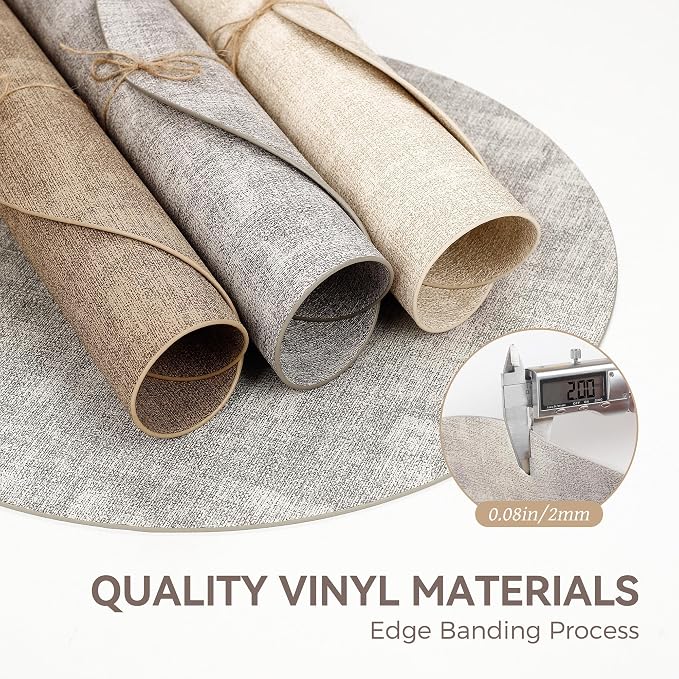 13" Round Placemats Set of 4, Reversible Faux Leather Heat Resistant Table Mats - Image 5