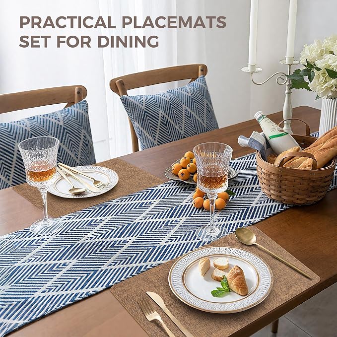 Vinyl Placemats Set of 6, Faux Leather Waterproof and Heat Resistant Place Mats - Image 5