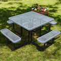 46" Square Picnic Table W/Benches, Heavy Duty Metal Picnic Table Set by HIMcup