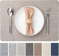 Faux Leather Placemats Set of 6 Vinyl Washable Wipeable Table Mats by BAROYAL