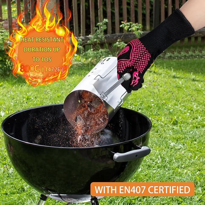 BBQ Fireproof Gloves, Grill Cut-Resistant Gloves 1472°F Heat Resistant Gloves - Image 4