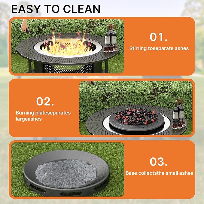 ALAULM 37 Inch Smokeless Fire Pit Tabletop, Stainless Steel Wood Burning Firepit - Image 7
