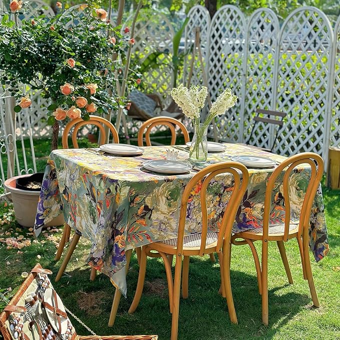 Spring Summer Rectangle Tablecloth, Activated Print Floral Waterproof Table - Image 6