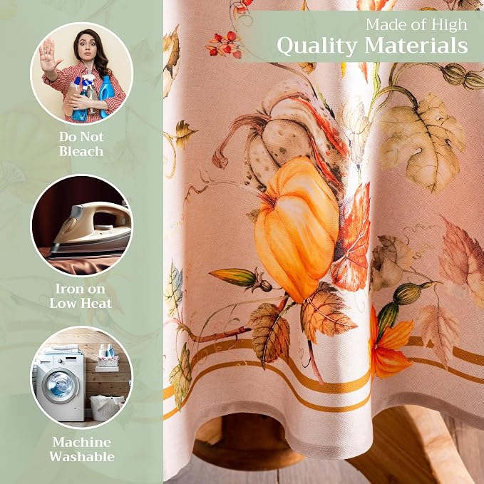 Maison d' Hermine Table Cloth Round Table 100% Cotton 63 Inches Fall Tablecloth - Image 3