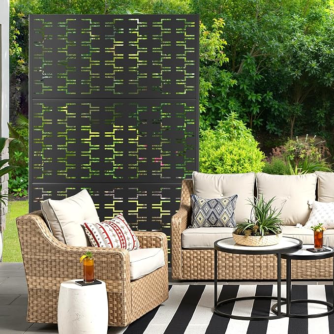 Metal Privacy Screen for Outdoor & Indoor Use, Free Standing Privacy Screen for - Image 5