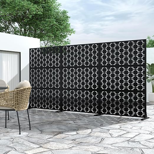 Casaphoria 72" H x 47" W Metal Outdoor Privacy Screen, Freestanding Decorative - Image 3