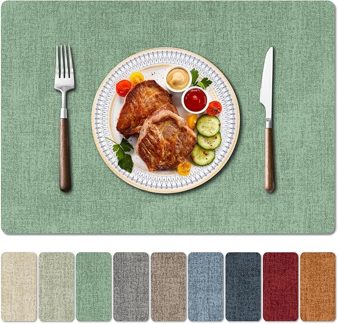 Faux Leather Heat Resistant Christmas Placemats Set of 4 – Waterproof Oilproof by Unknown