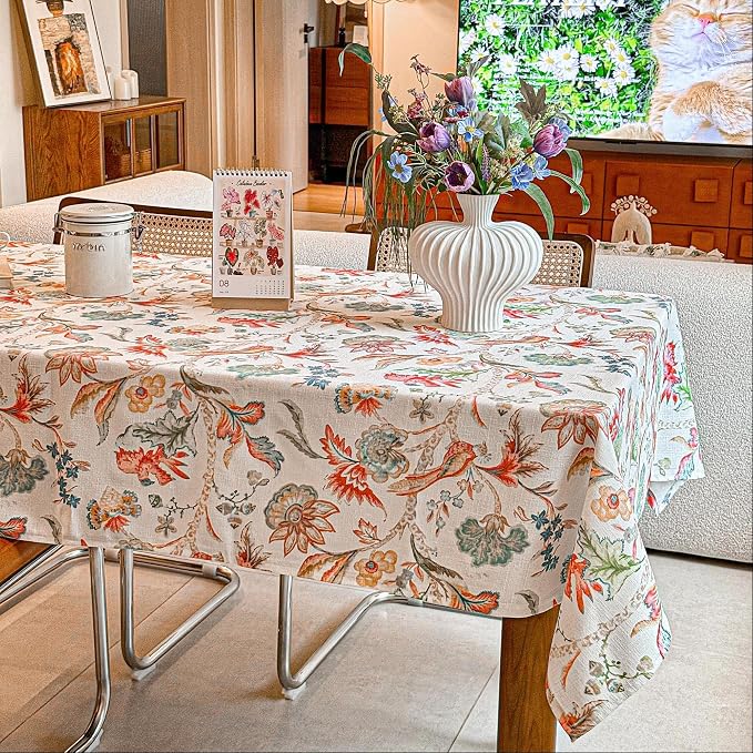 Outdoor Rectangle Tablecloth Linen Textured Waterproof Spillproof Table Cloth - Image 5
