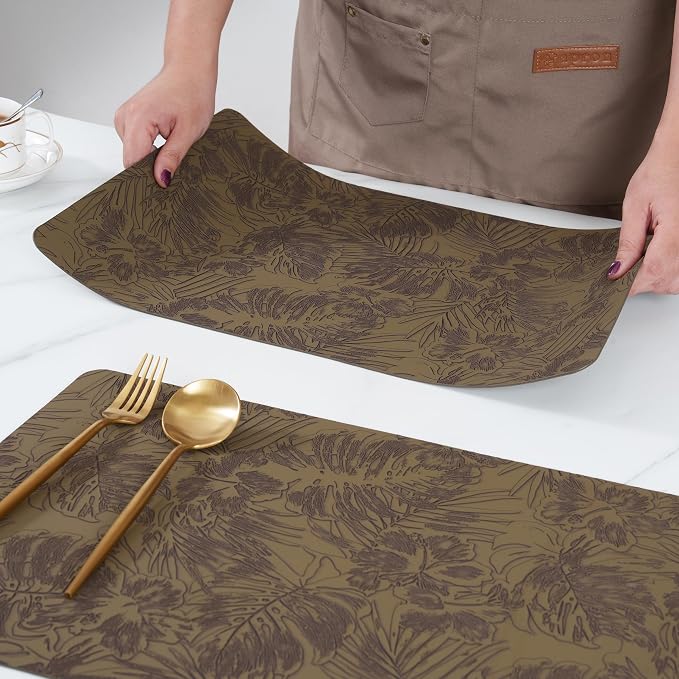 POLYTE Indoor/Outdoor Washable Embossed Vinyl Faux Leather Table Dining - Image 5