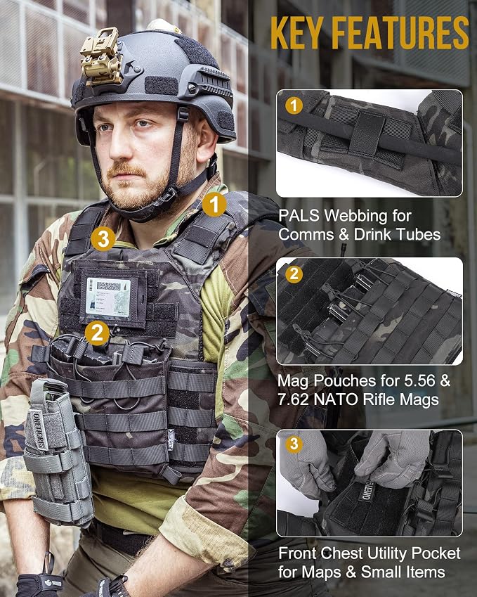 OneTigris DOOM Tactical Vest, Adjustable Airsoft Vest MOLLE Vest - Image 5
