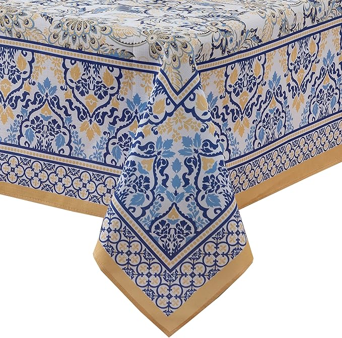 Home Bargains Plus Rectangle Fabric Tablecloth, 60 x 102 Inch, Allure Yellow - Image 8