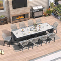 PURPLE LEAF 11 Pieces Patio Dining Set Aluminum Rectangular Table and Wicker by PURPLELEAF