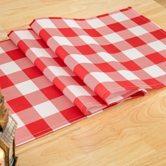 Waterproof Checkered Tablecloth Runner Fabric - Image 5