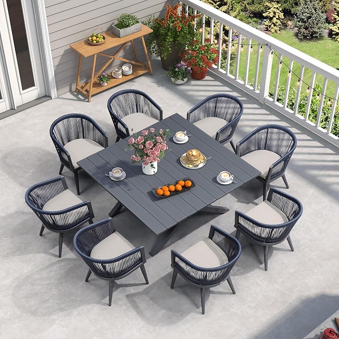 PURPLE LEAF Outdoor Dining Set for 8 All-Weather 9 Piece Patio Aluminium Dining - Image 2