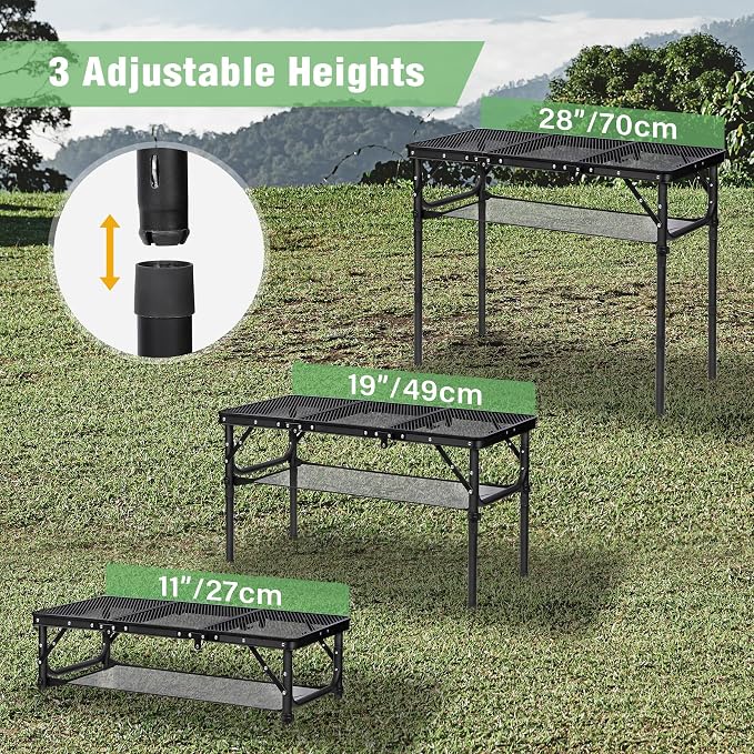 RedSwing Tri-fold Folding Picnic Table, Lightweight Height Adjustable Aluminum - Image 4