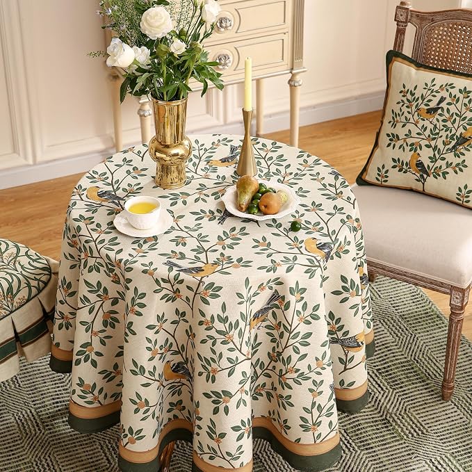patdrea Designer Vintage Linen Round Table Cloth, Durable Breathable Cover Fall - Image 8