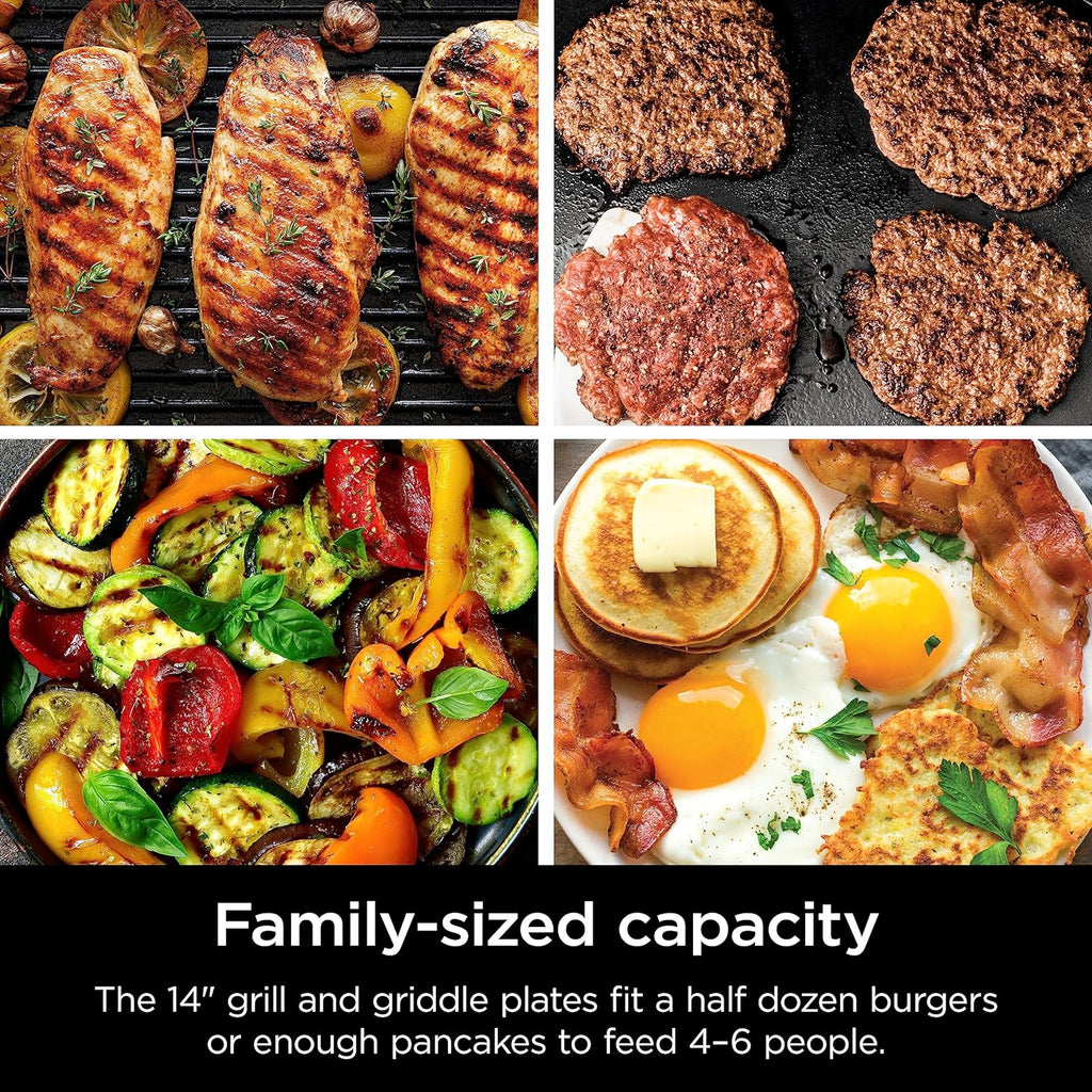 Sizzle™ Indoor Grill & Griddle, 14'', 500°F, Grey/Silver, GR101 – set view