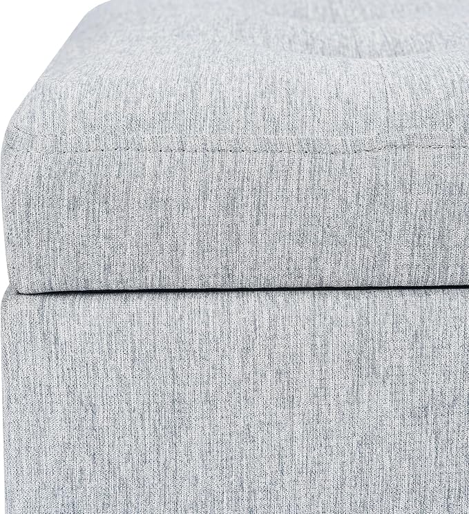 Adeco 18 Inch High Cube Ottoman Storage, Linen Chair Foot Stools, Upholstered - Image 6