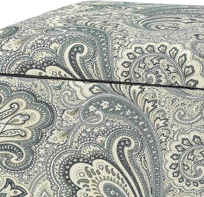 Adeco 18 Inch High Cube Ottoman Storage, Paisley Linen Chair Foot Stools - Image 5