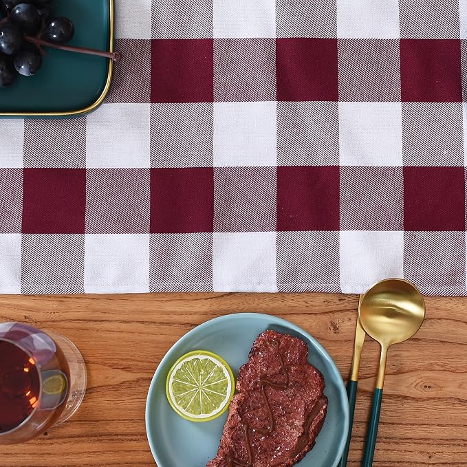 Tosewever Buffalo Check Plaid Farmhouse Table Runner, Cotton Polyester Blend - Image 7