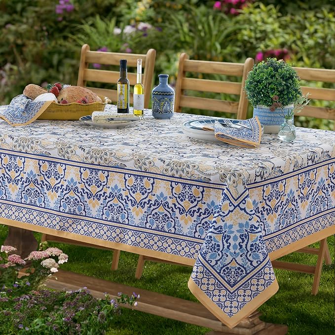 Home Bargains Plus Rectangle Fabric Tablecloth, 52 x 70 Inch, Allure Yellow and by HomeBargainsPlus
