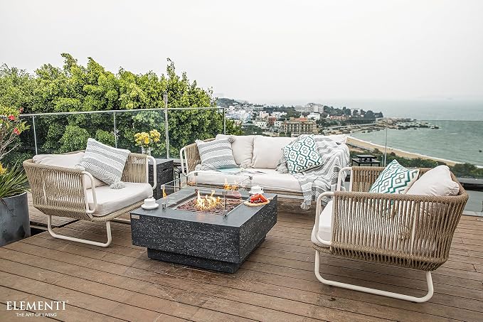Elementi | Bundle Manhattan Gas Fire Pit Cast Concrete 36" Square Fire Table - Image 4