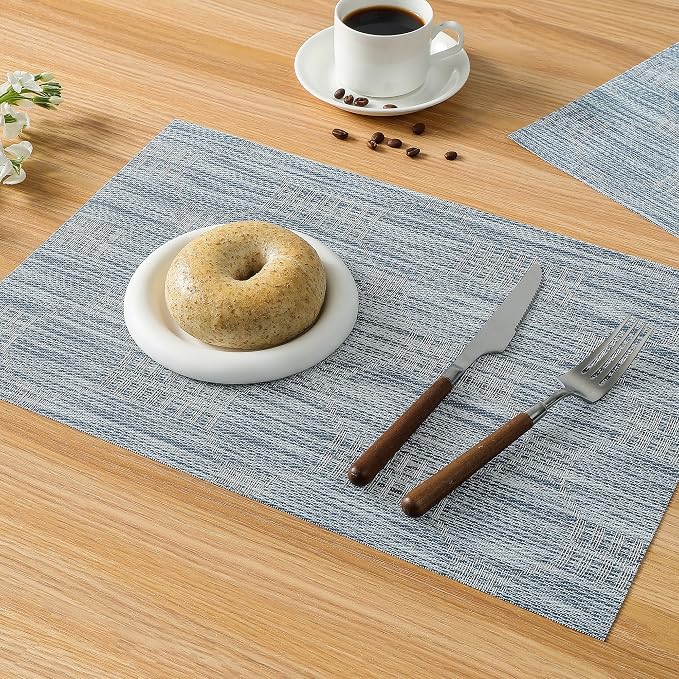 Leetaltree Jacquard Blue Placemats Set of 12 - Image 7