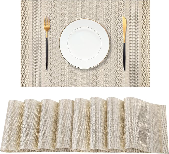 Leetaltree Stardust Yellow Placemats Set of 8 by Leetaltree-ArtatEveryTable