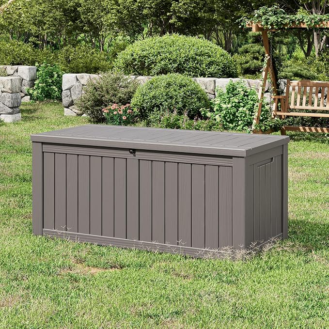 NUNU LAB 150 Gallon Outdoor Storage Box, Resin Large Sturdy Deck Box, Backyard - Image 3